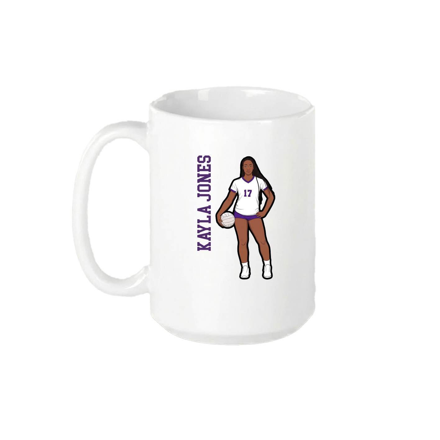 15oz Coffee Mug — Name Vertical in White