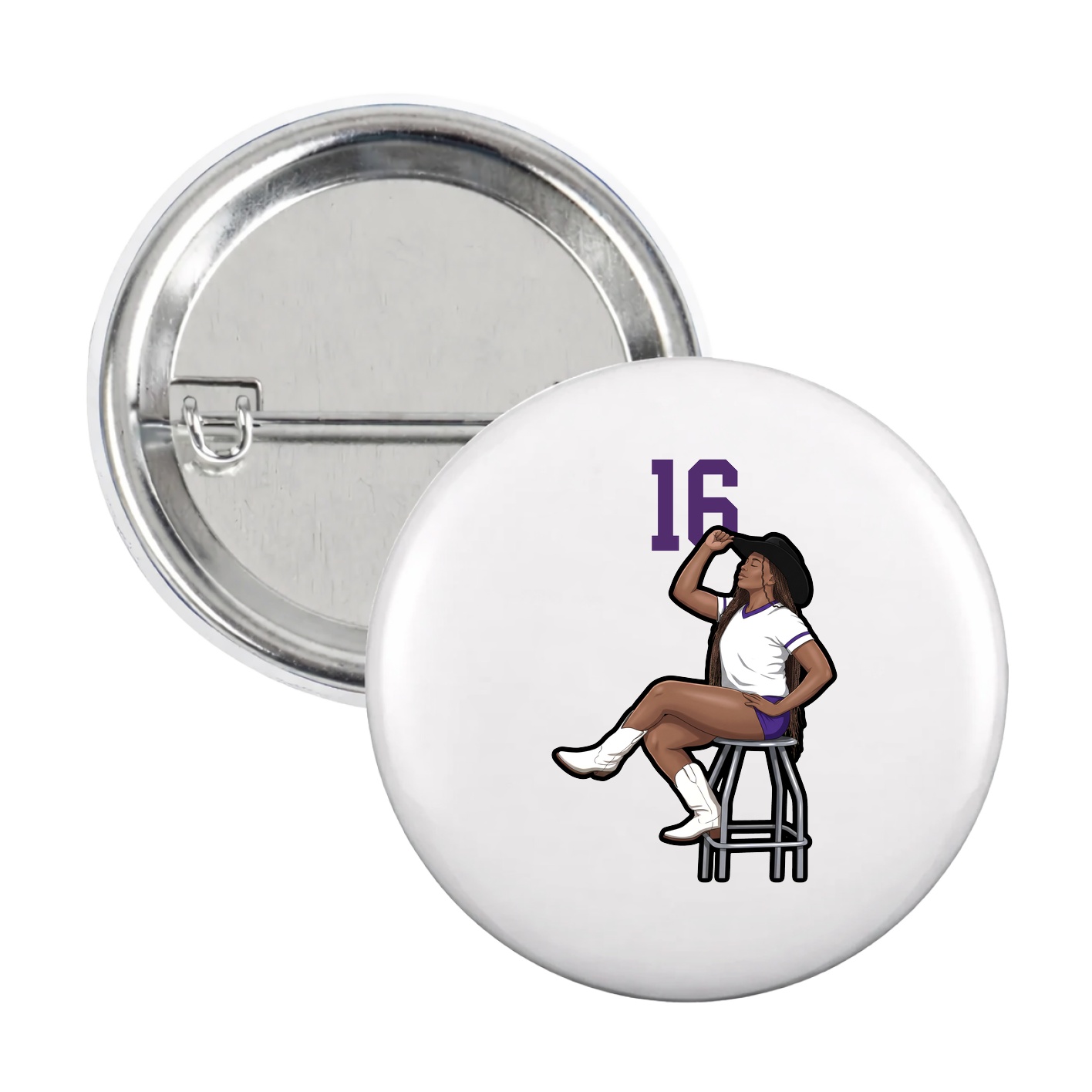 Game Day Button — Number Top in White
