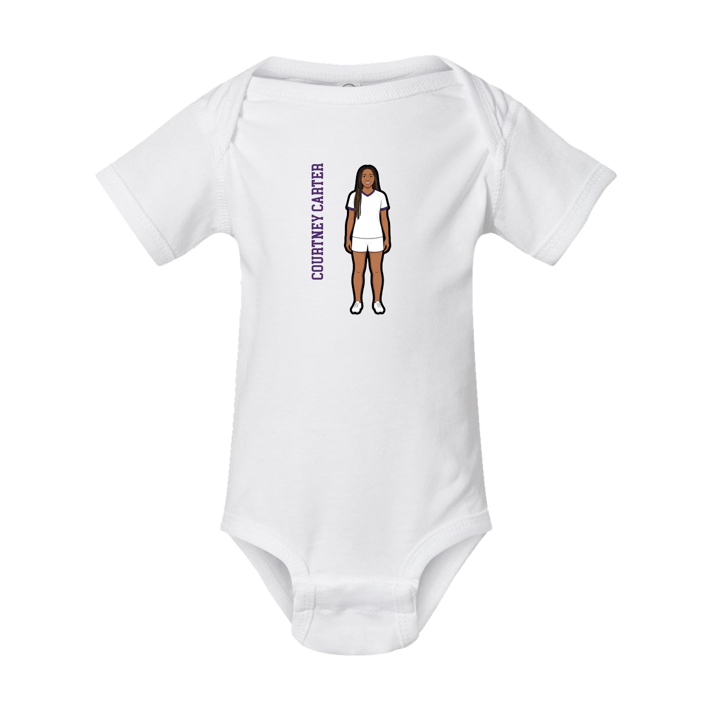 Baby Onesie — Name Vertical in White