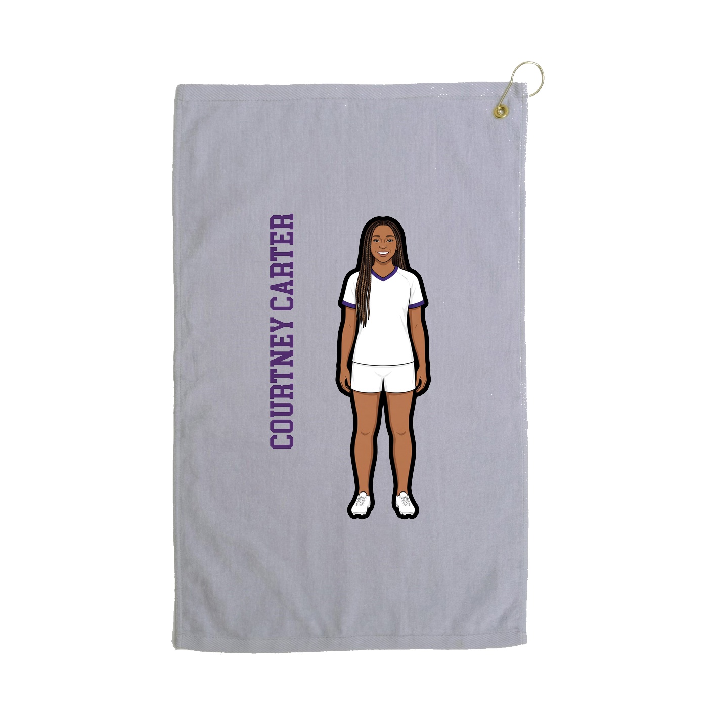 Golf Towel — Name Vertical in Grey