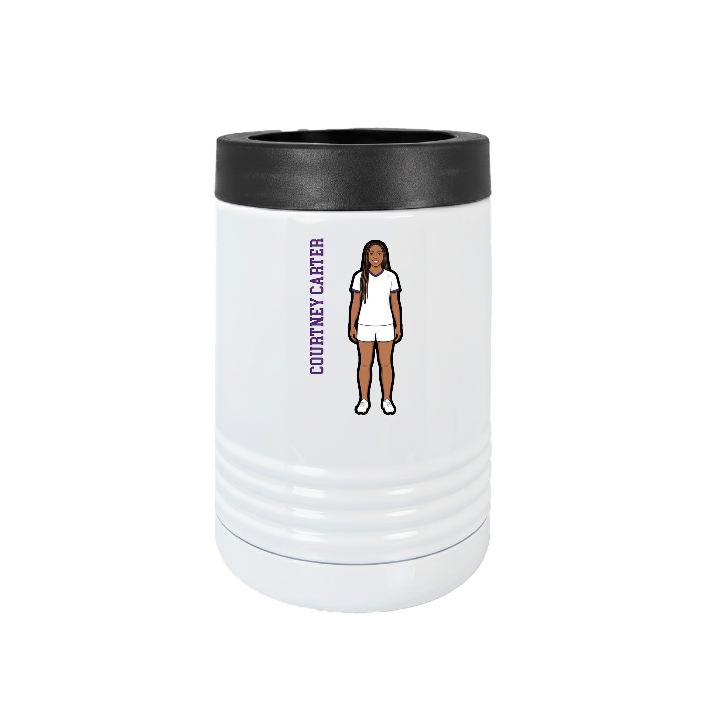 Beverage Holder — Name Vertical in White