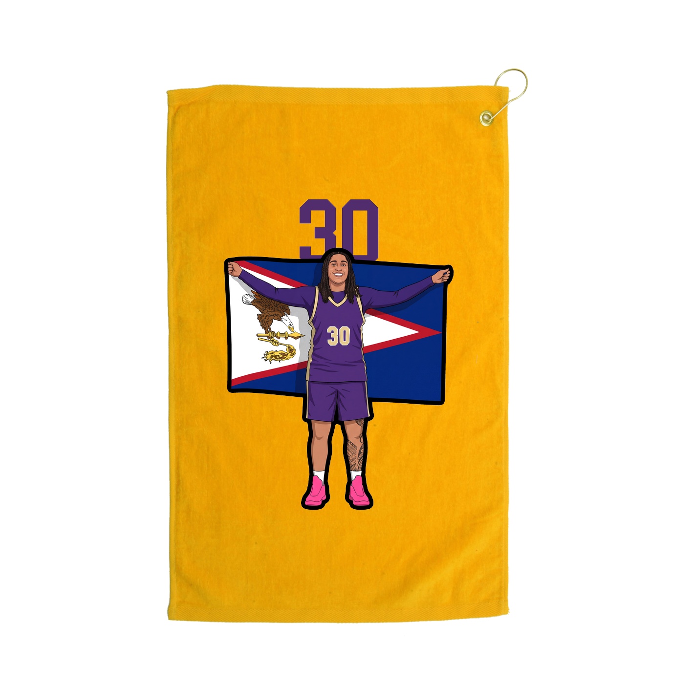 Golf Towel — Number Top in Gold