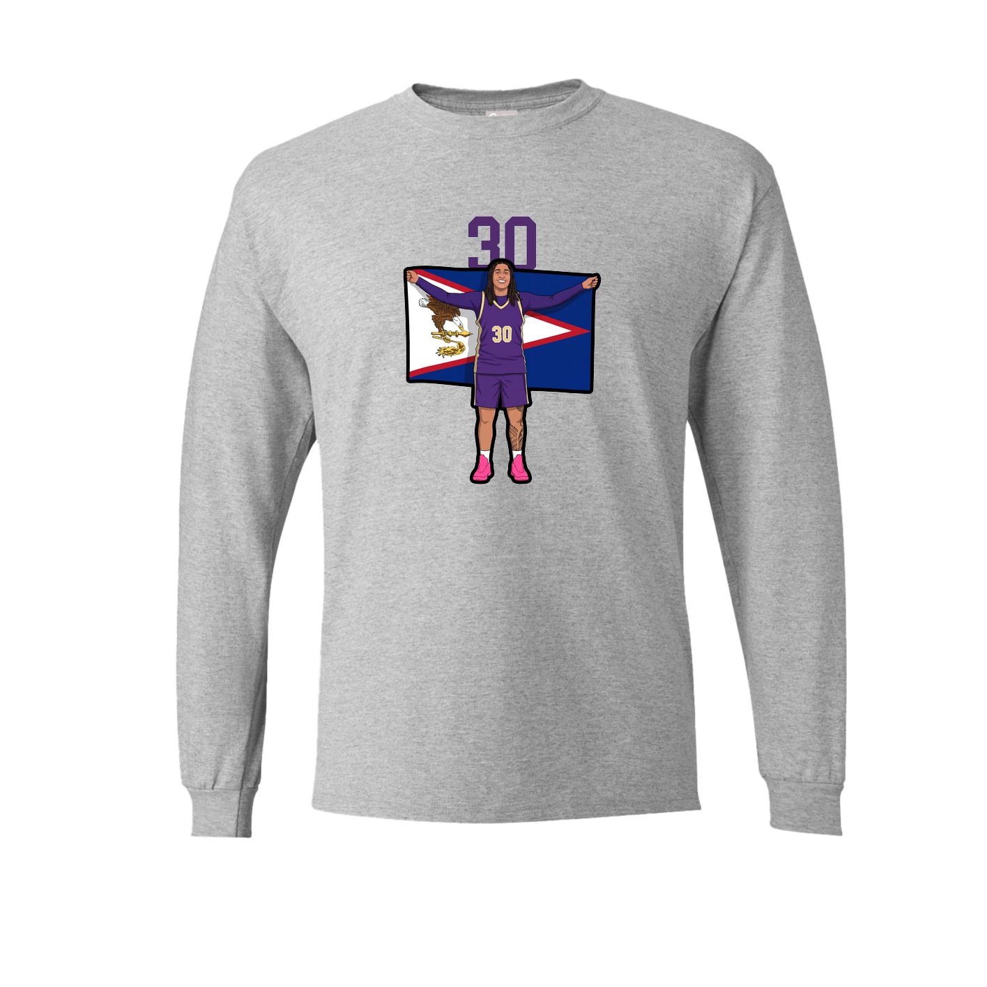 Long Sleeve Tee — Number Top in Grey