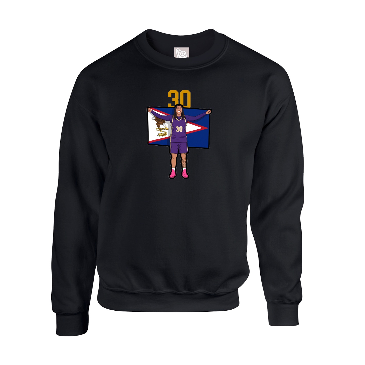 Fleece Crew — Number Top in Black