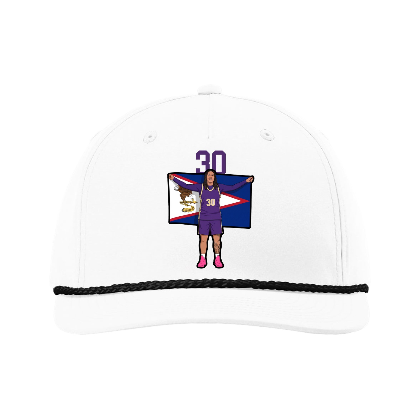 Five-Panel Classic Rope Cap — Number Top in White