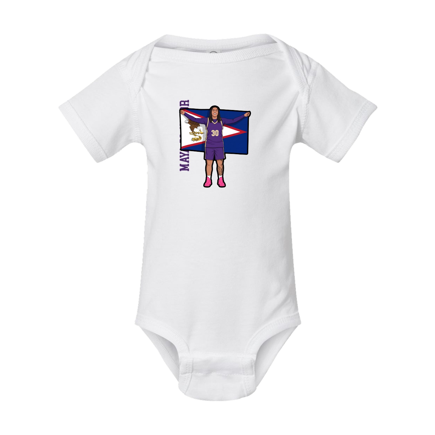 Baby Onesie — Name Vertical in White