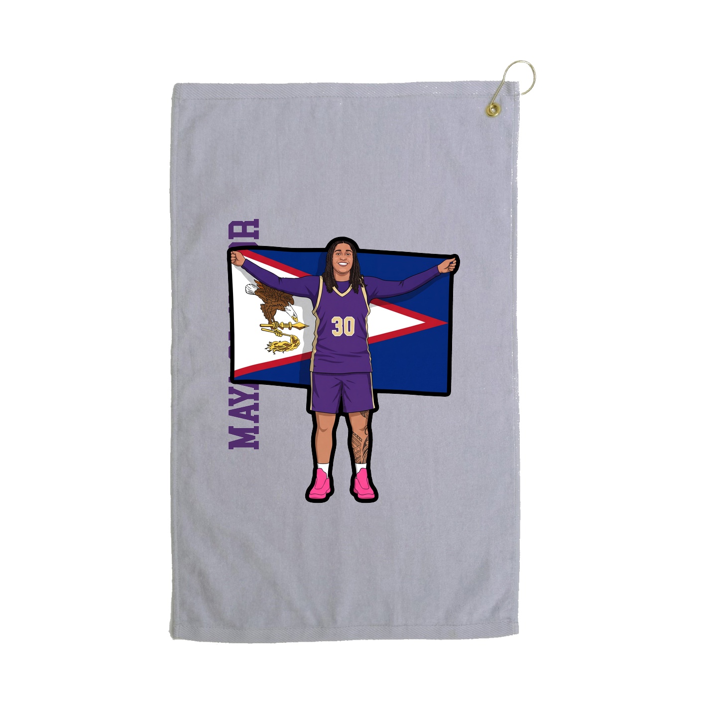 Golf Towel — Name Vertical in Grey