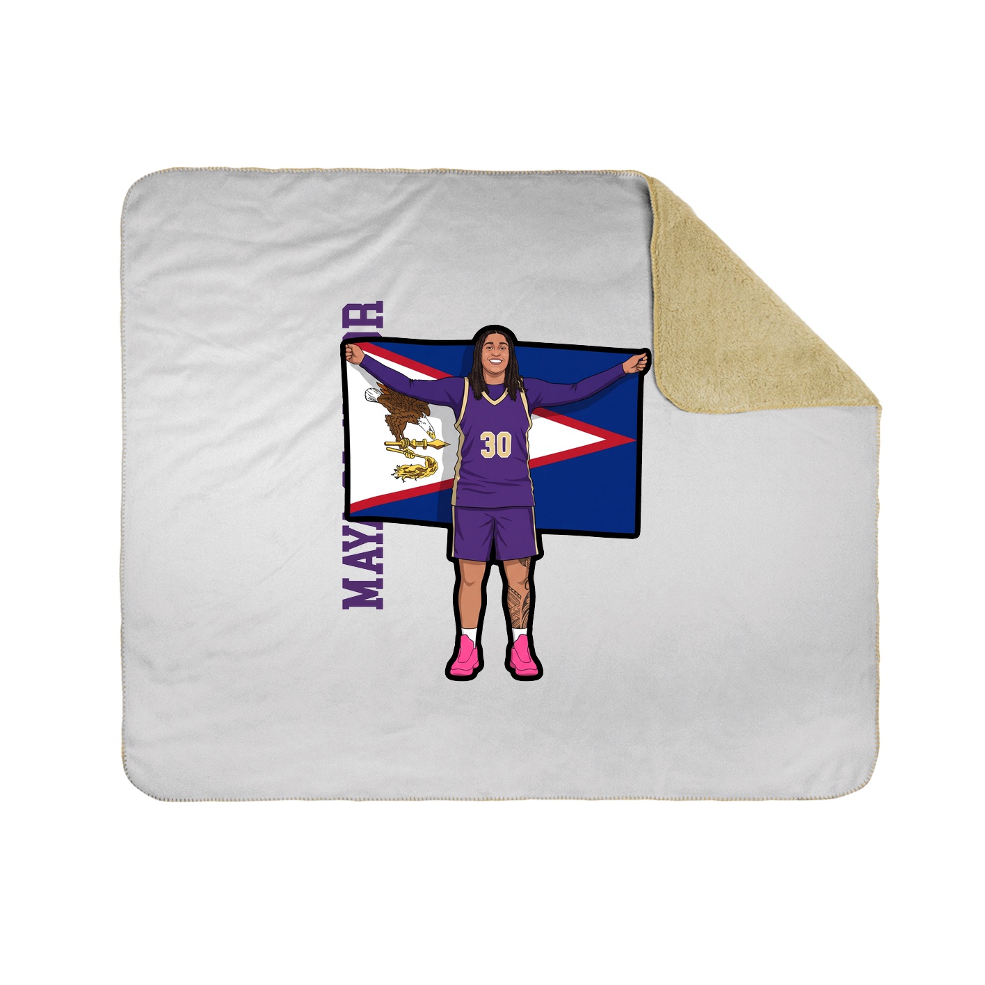 Throw Blanket — Name Vertical in White