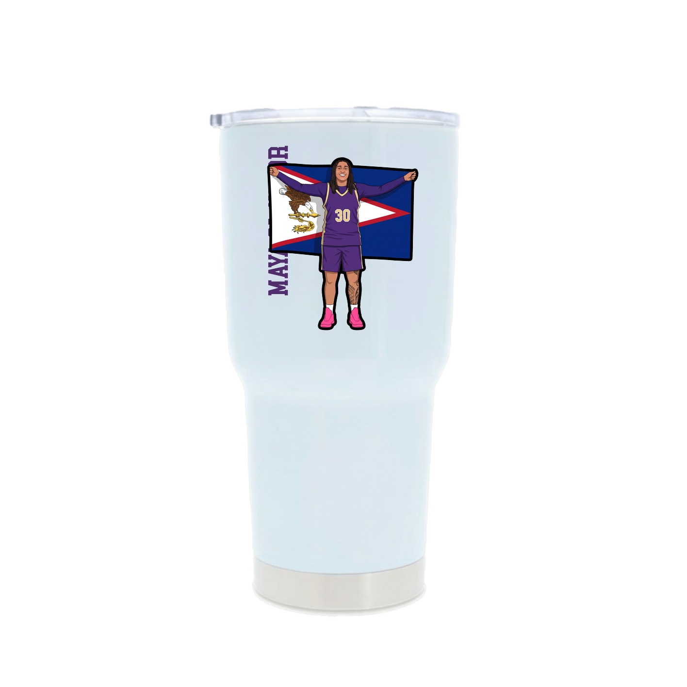 30oz Stainless Steel Tumbler — Name Vertical in White
