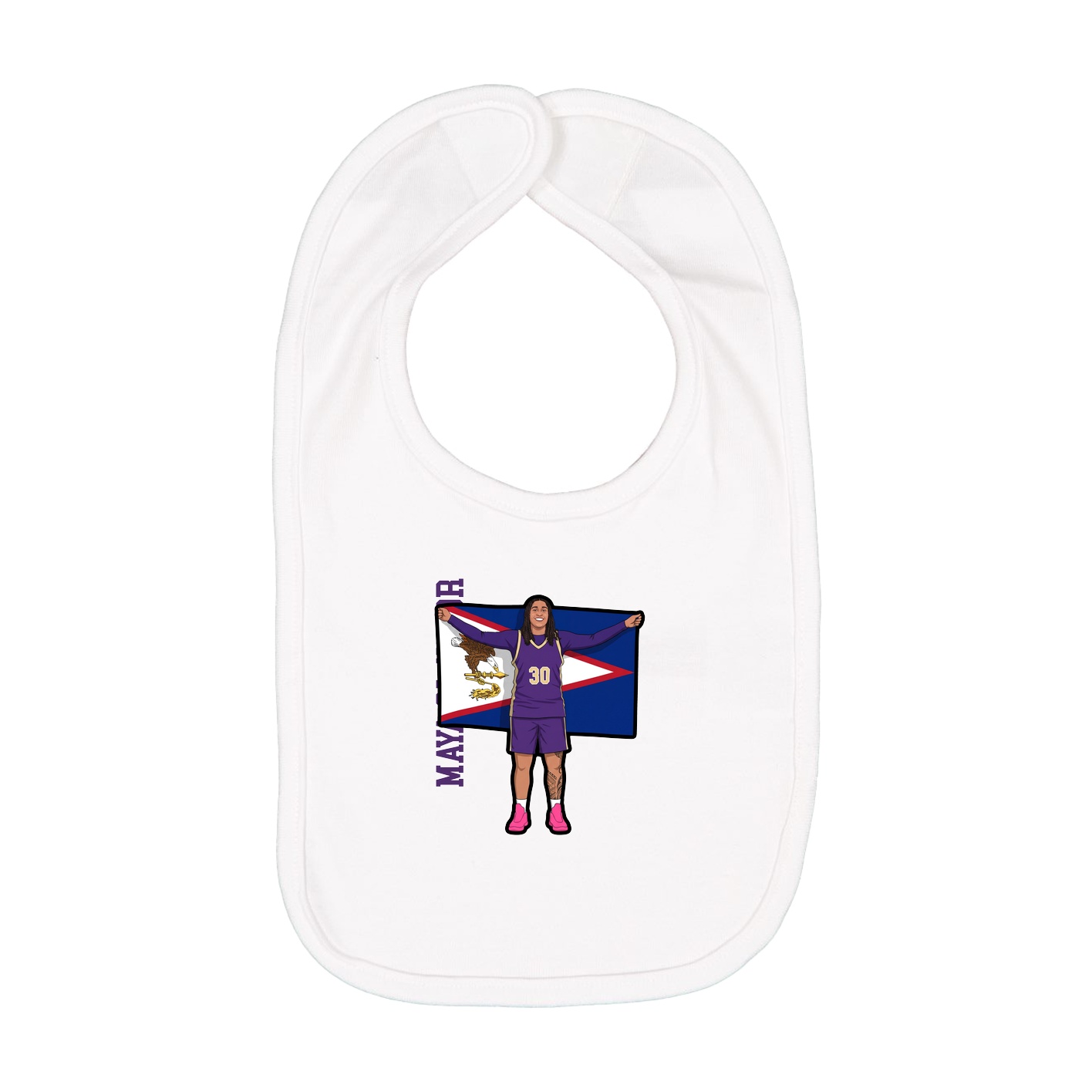 Infant Bib — Name Vertical in White