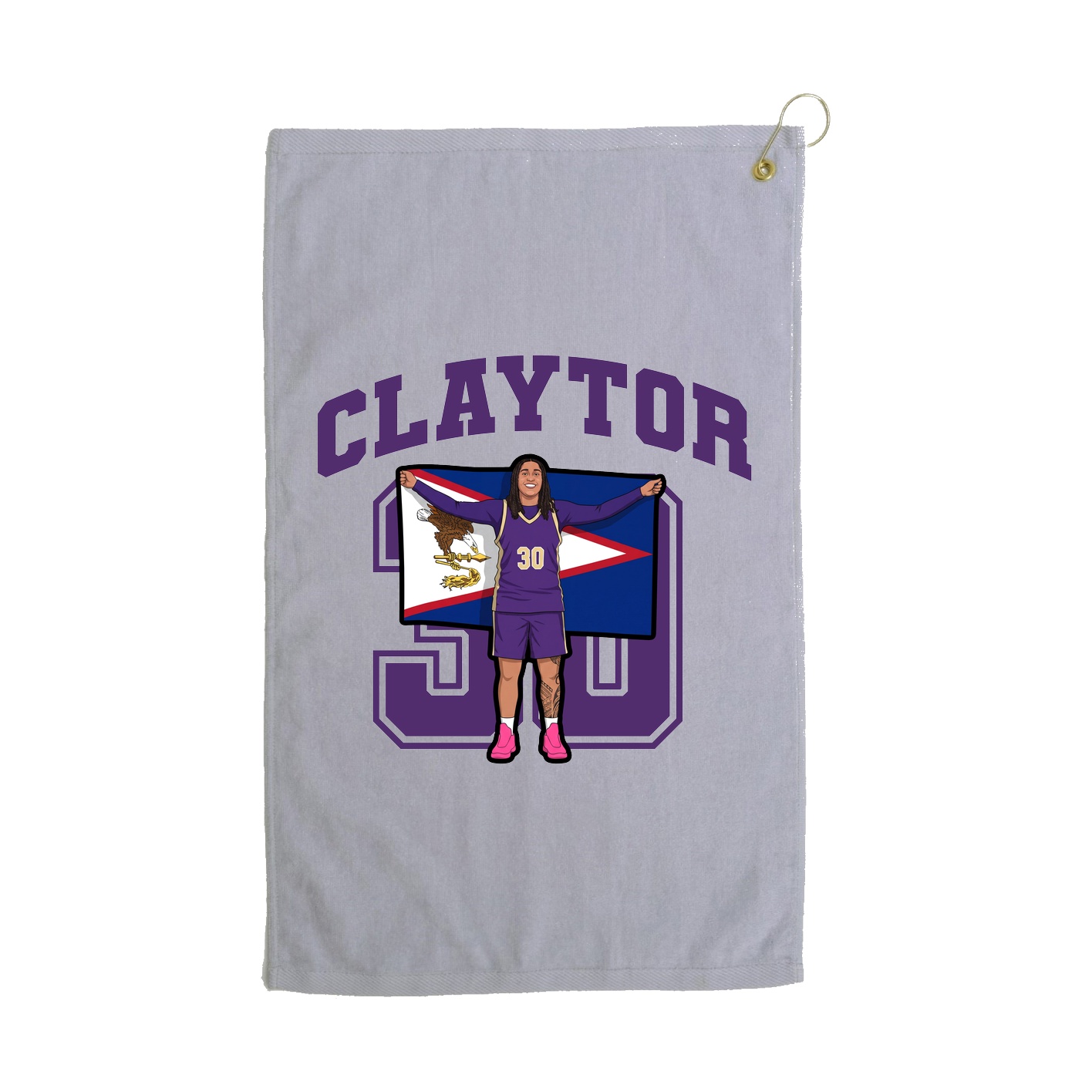 Golf Towel — Number in Grey