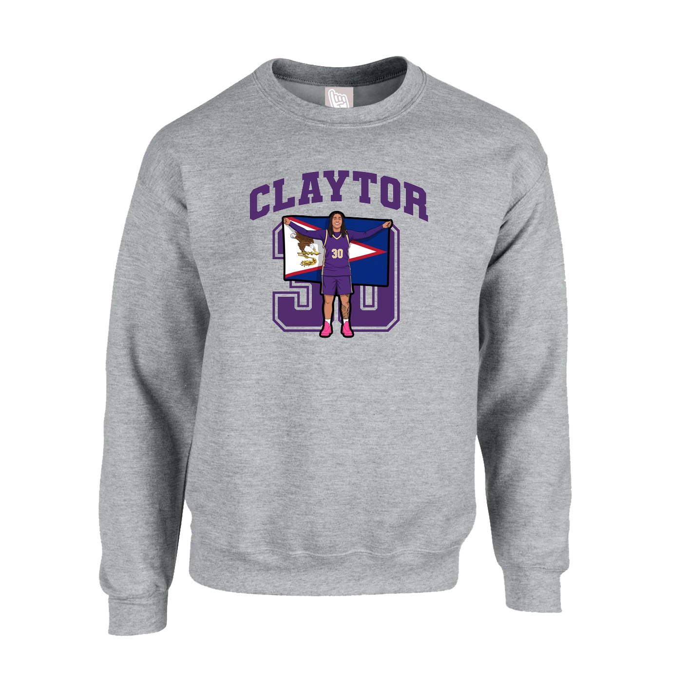 Fleece Crew — Number in Grey