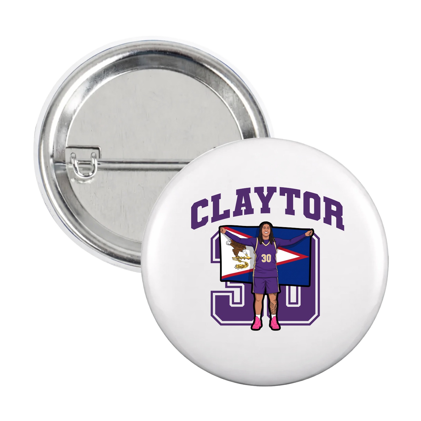 Game Day Button — Number in White