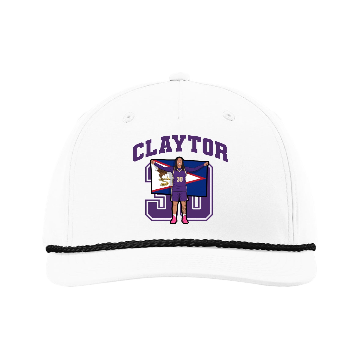 Five-Panel Classic Rope Cap — Number in White
