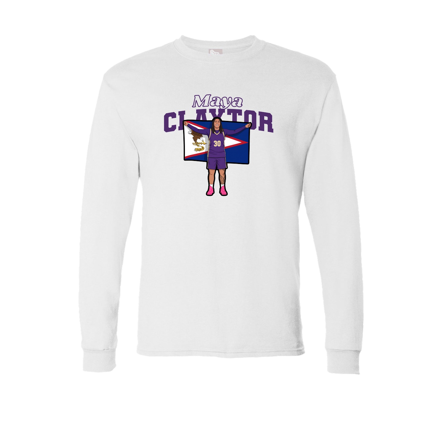 Long Sleeve Tee — Name Arch in White