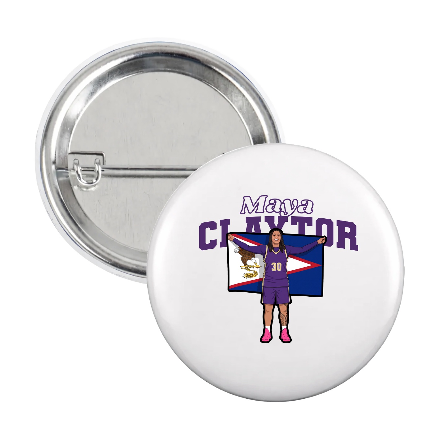 Game Day Button — Name Arch in White