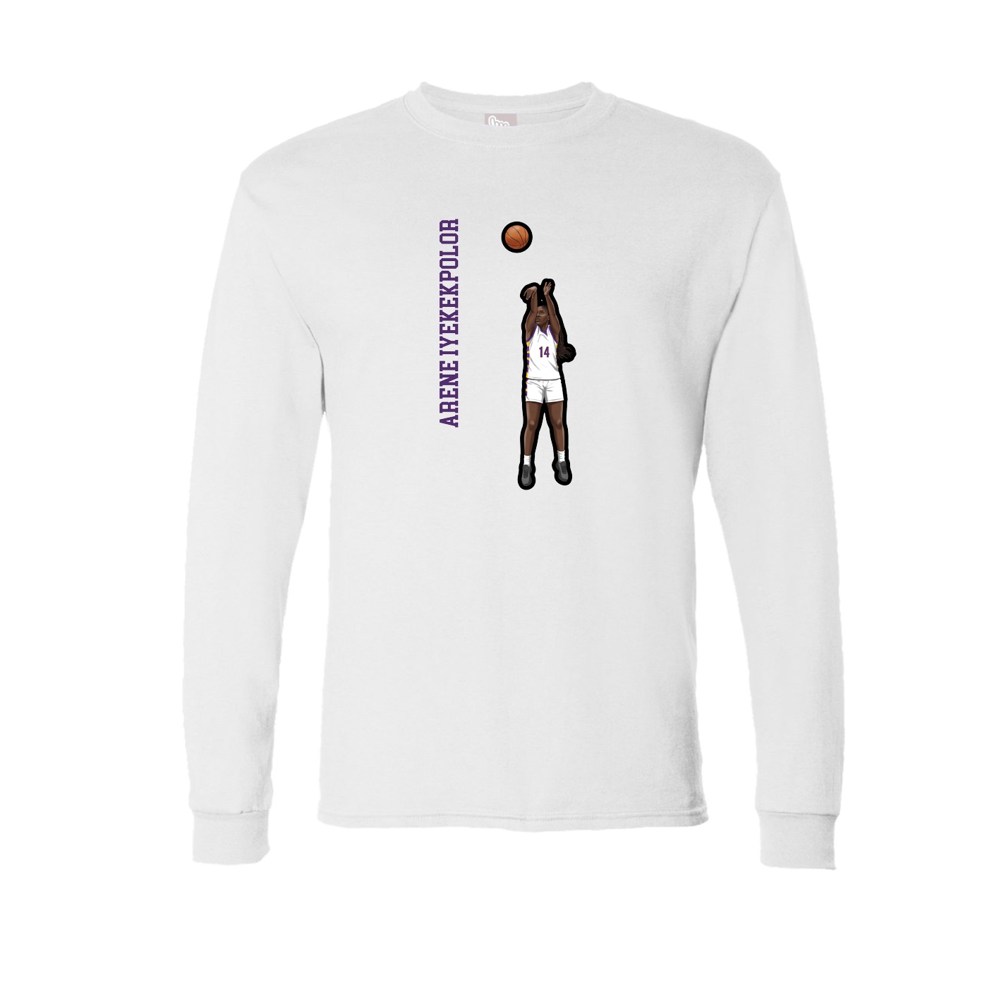 Long Sleeve Tee — Name Vertical in White