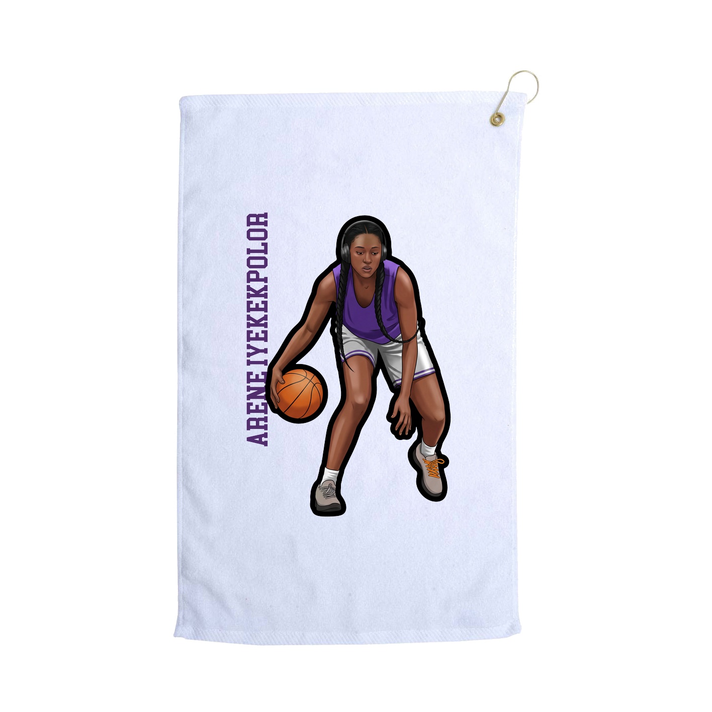 Golf Towel — Name Vertical in White
