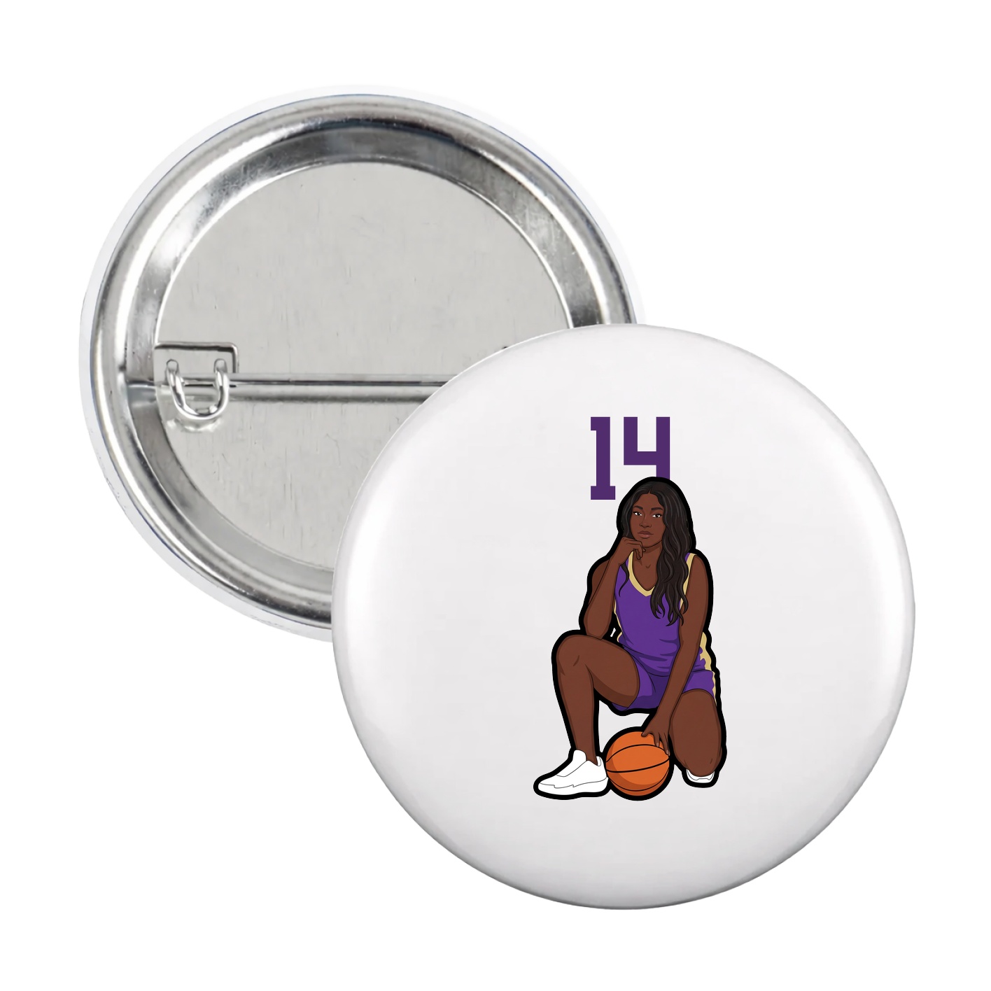 Game Day Button — Number Top in White