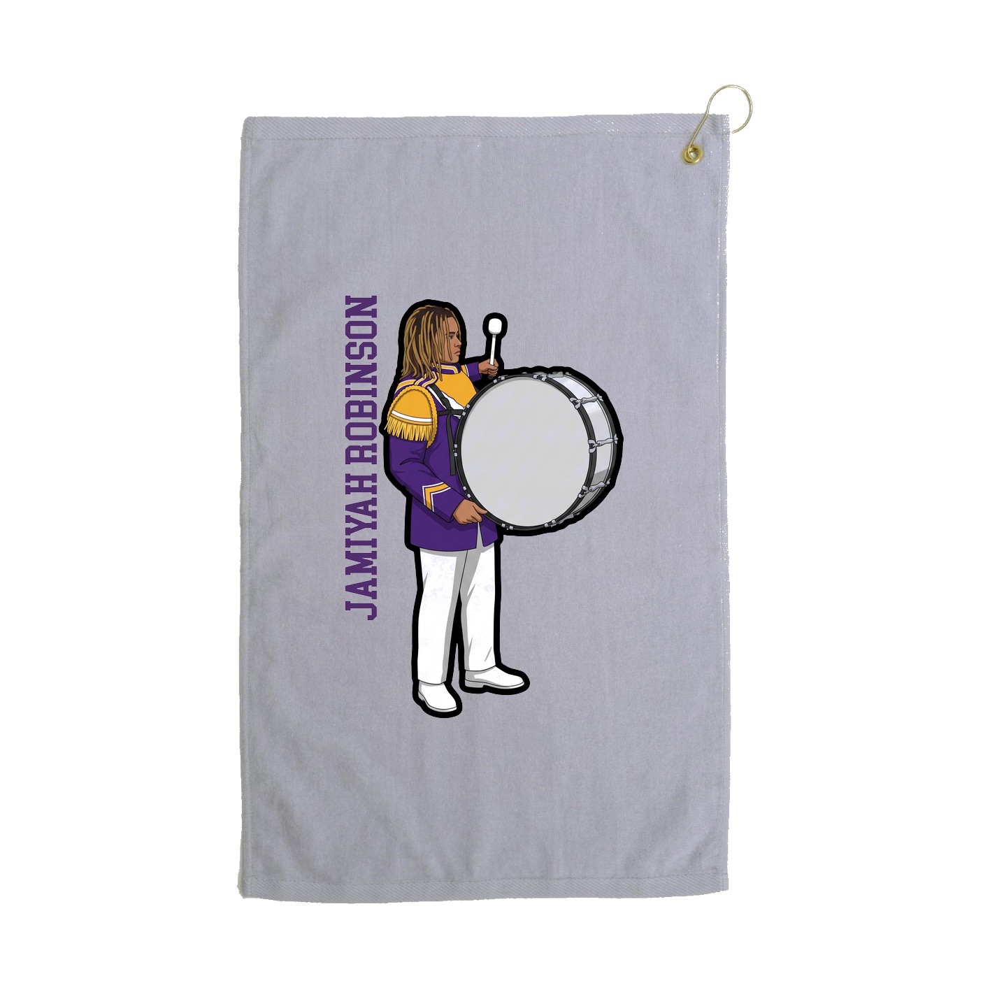 Golf Towel — Name Vertical in Grey
