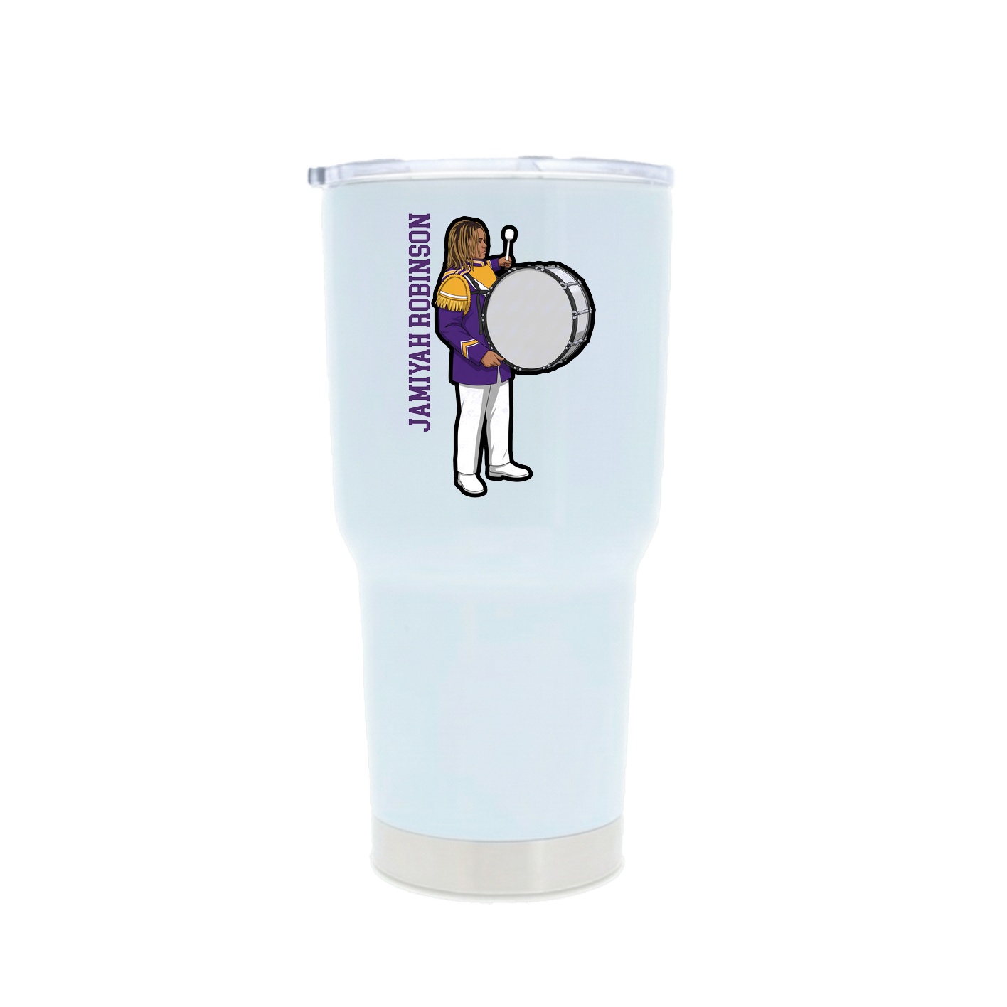 30oz Stainless Steel Tumbler — Name Vertical in White