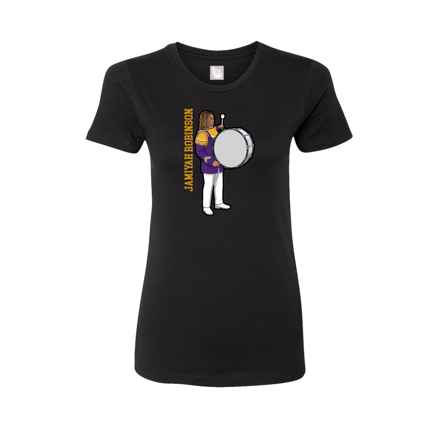 Fitted Women's Tee — Name Vertical in Black