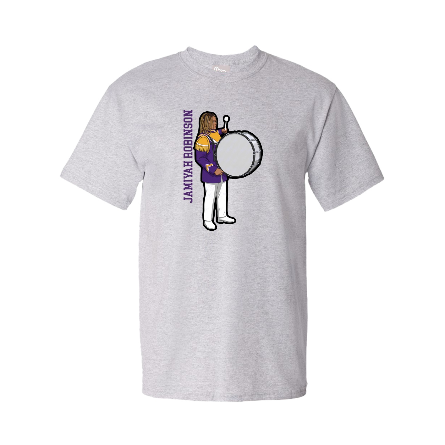 Youth Tee — Name Vertical in Grey