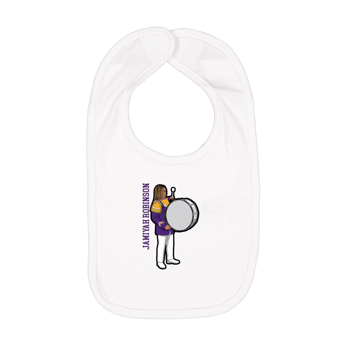Infant Bib — Name Vertical in White