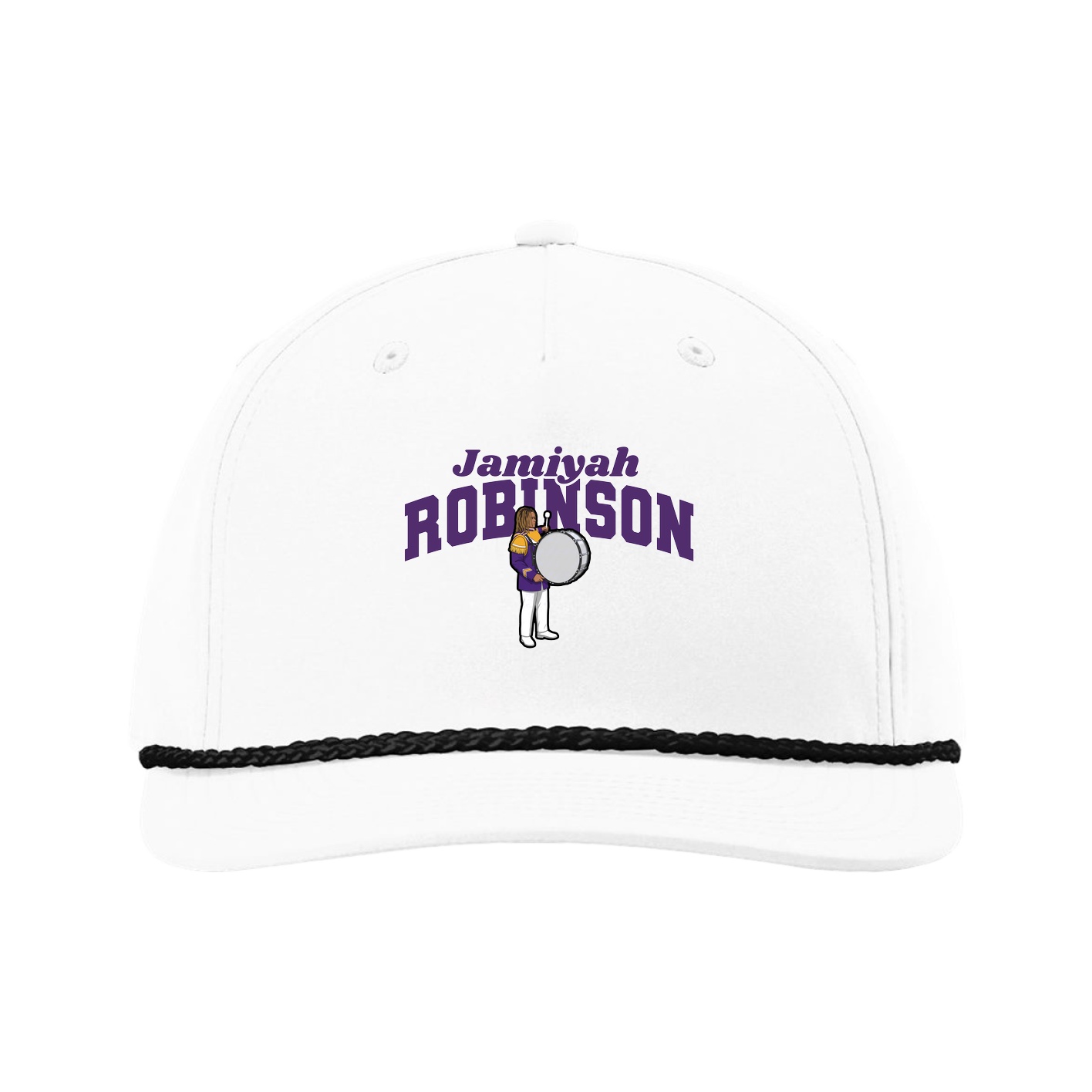 Five-Panel Classic Rope Cap — Signature Arch in White