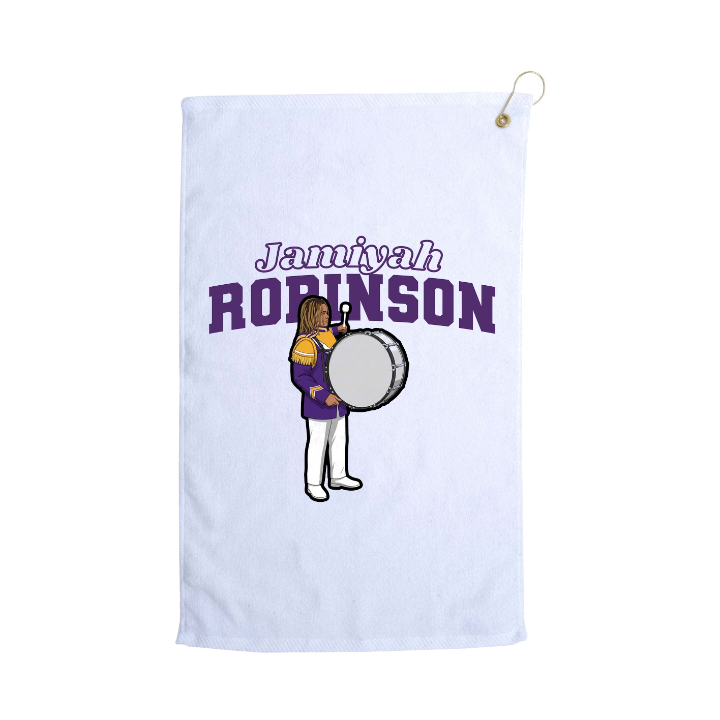 Golf Towel — Name Arch in White