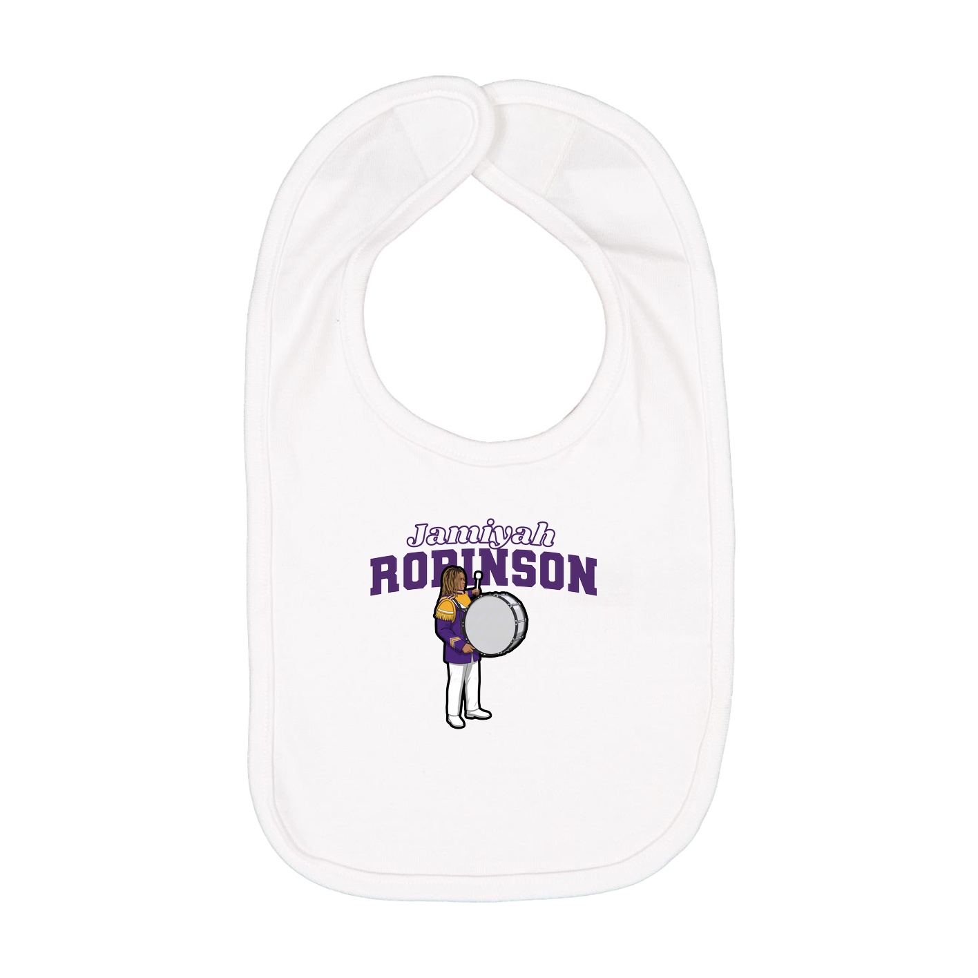 Infant Bib — Name Arch in White