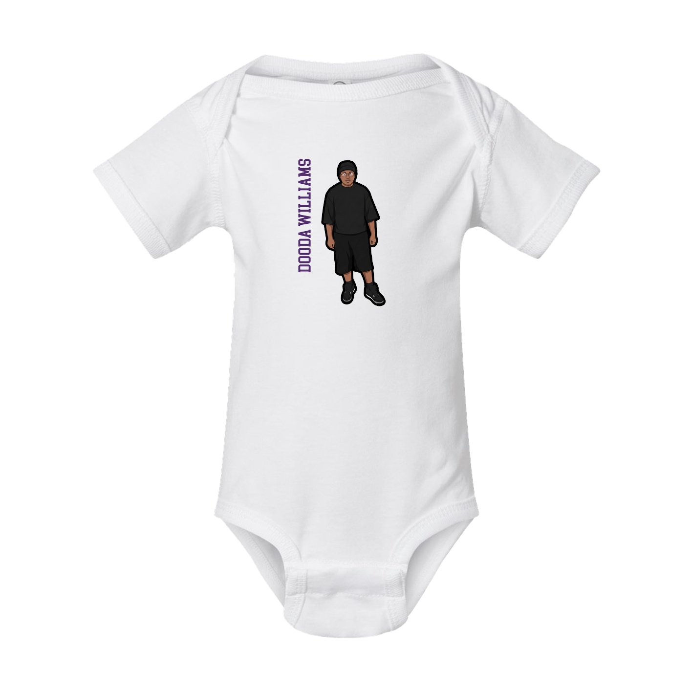 Baby Onesie — Name Vertical in White
