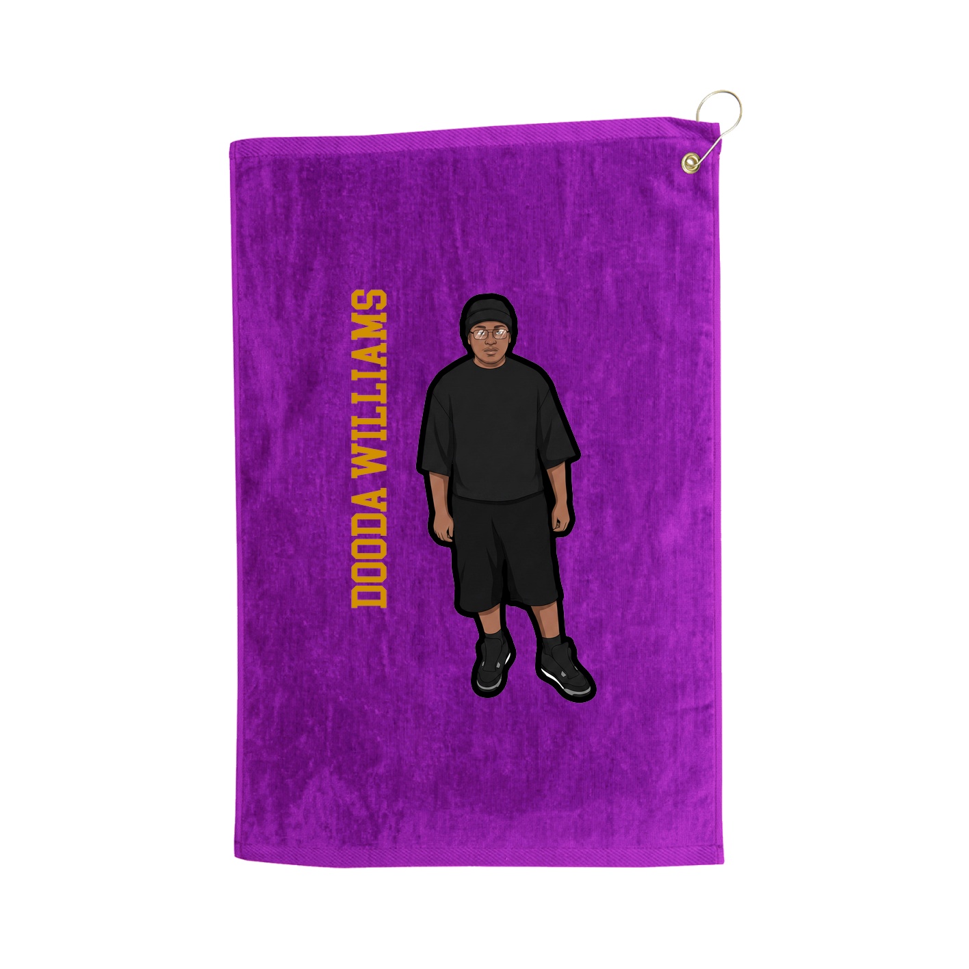 Golf Towel — Name Vertical in Purple