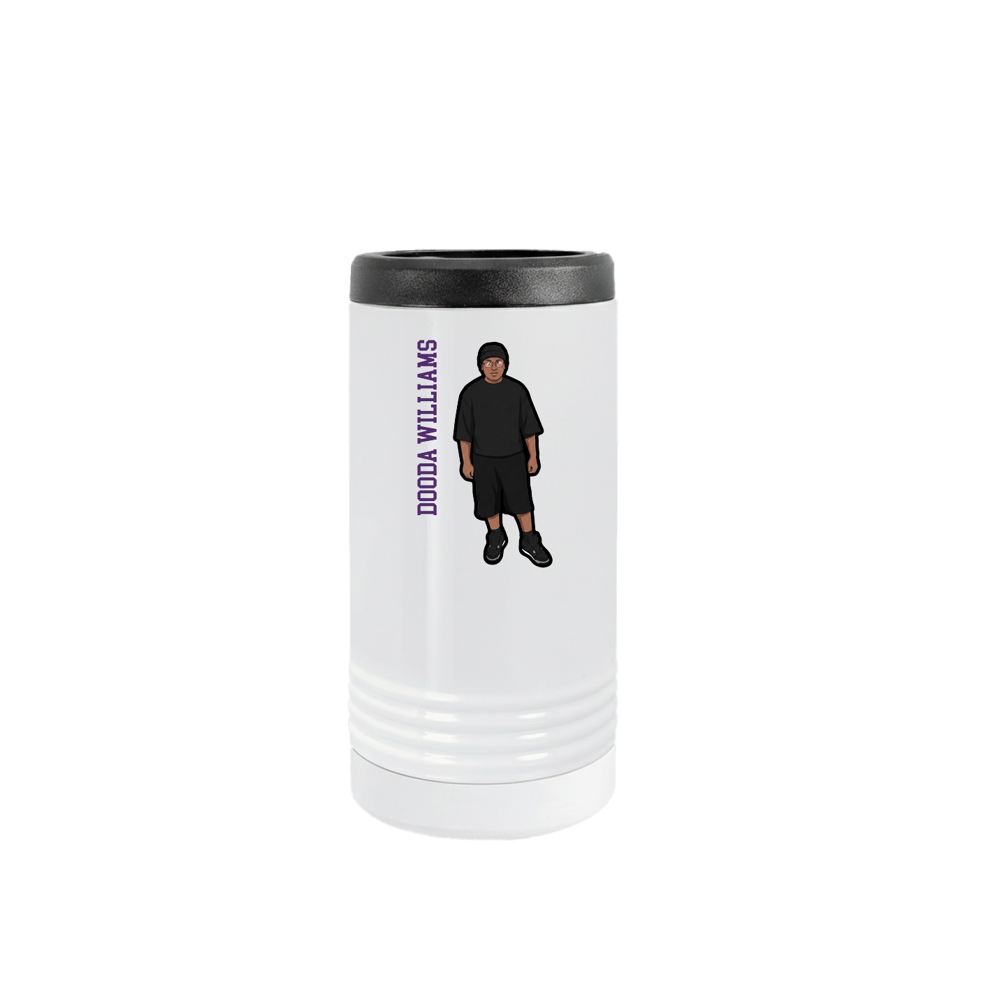 Slim Beverage Holder — Name Vertical in White