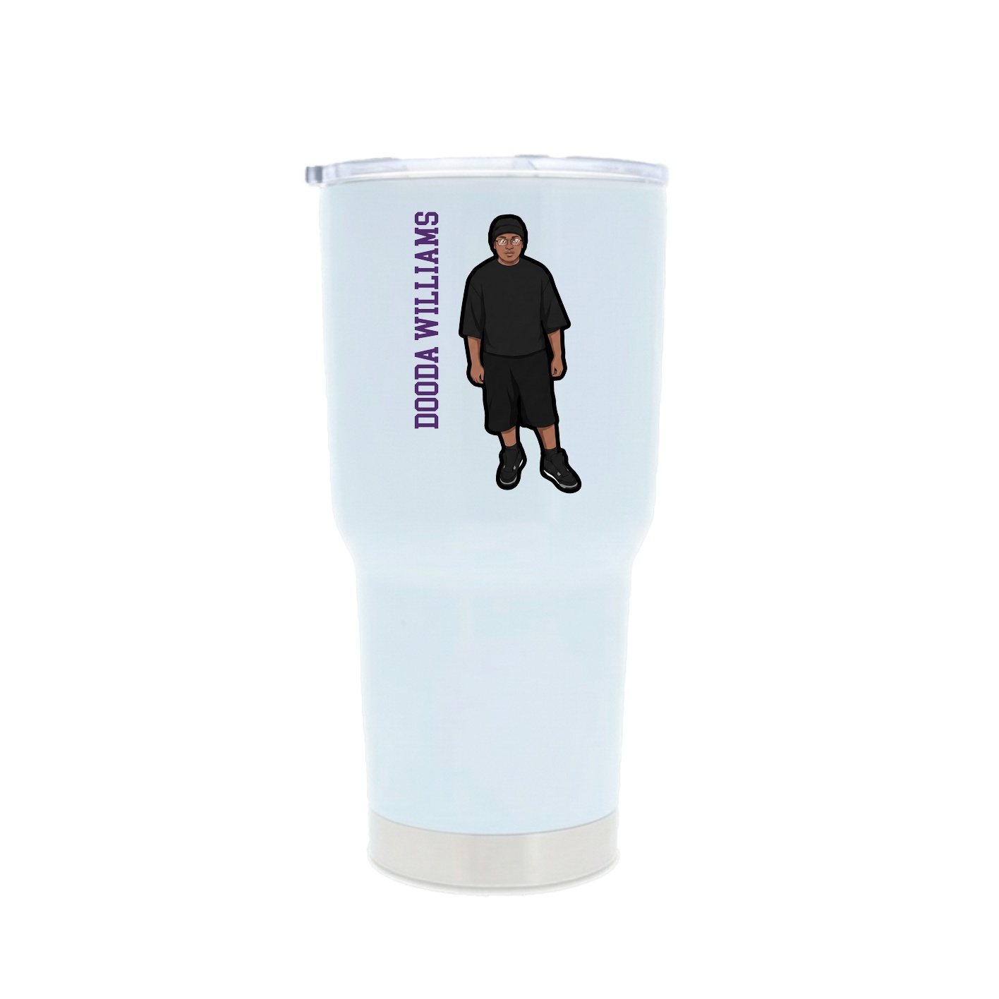 30oz Stainless Steel Tumbler — Name Vertical in White