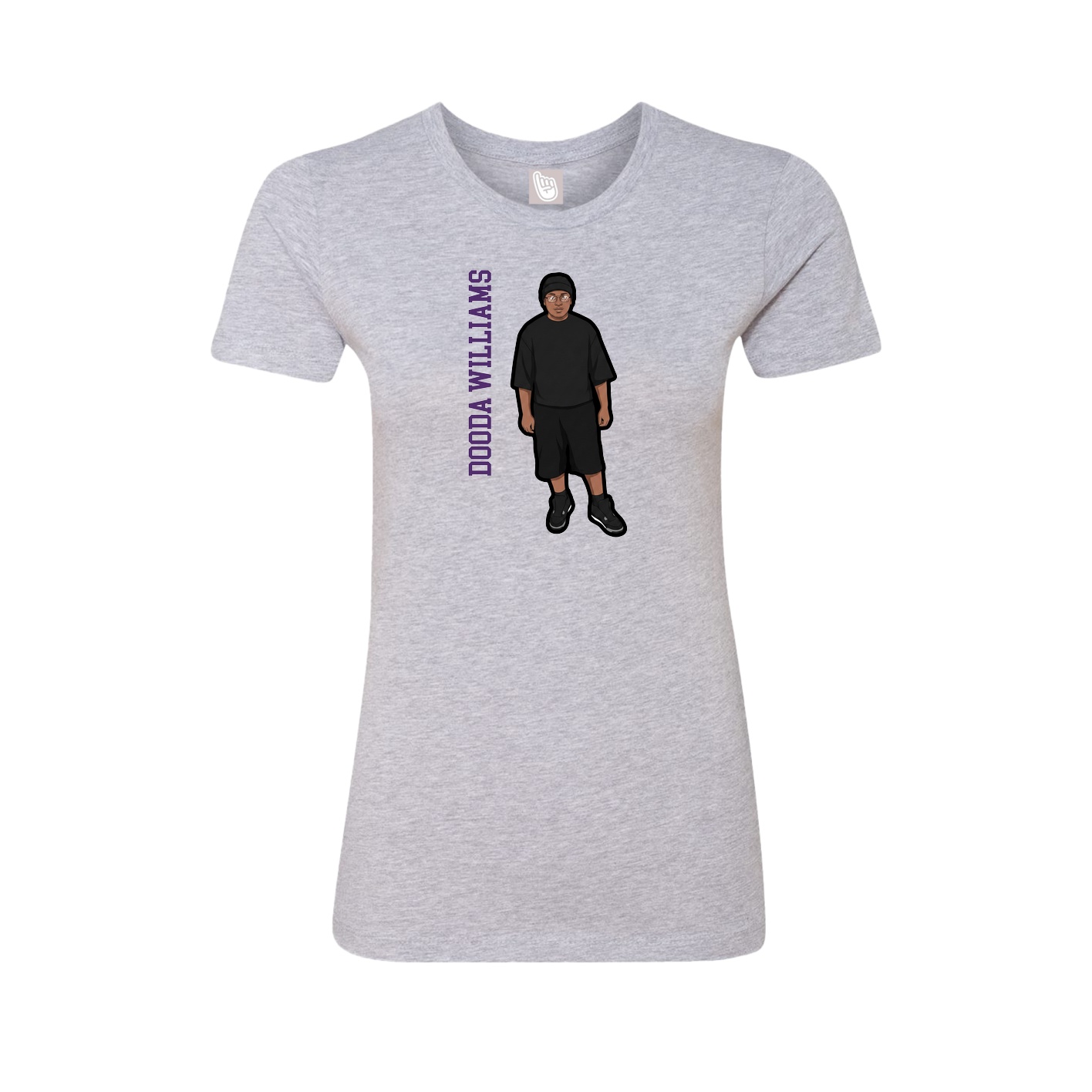 Womens Tee — Name Vertical in Grey