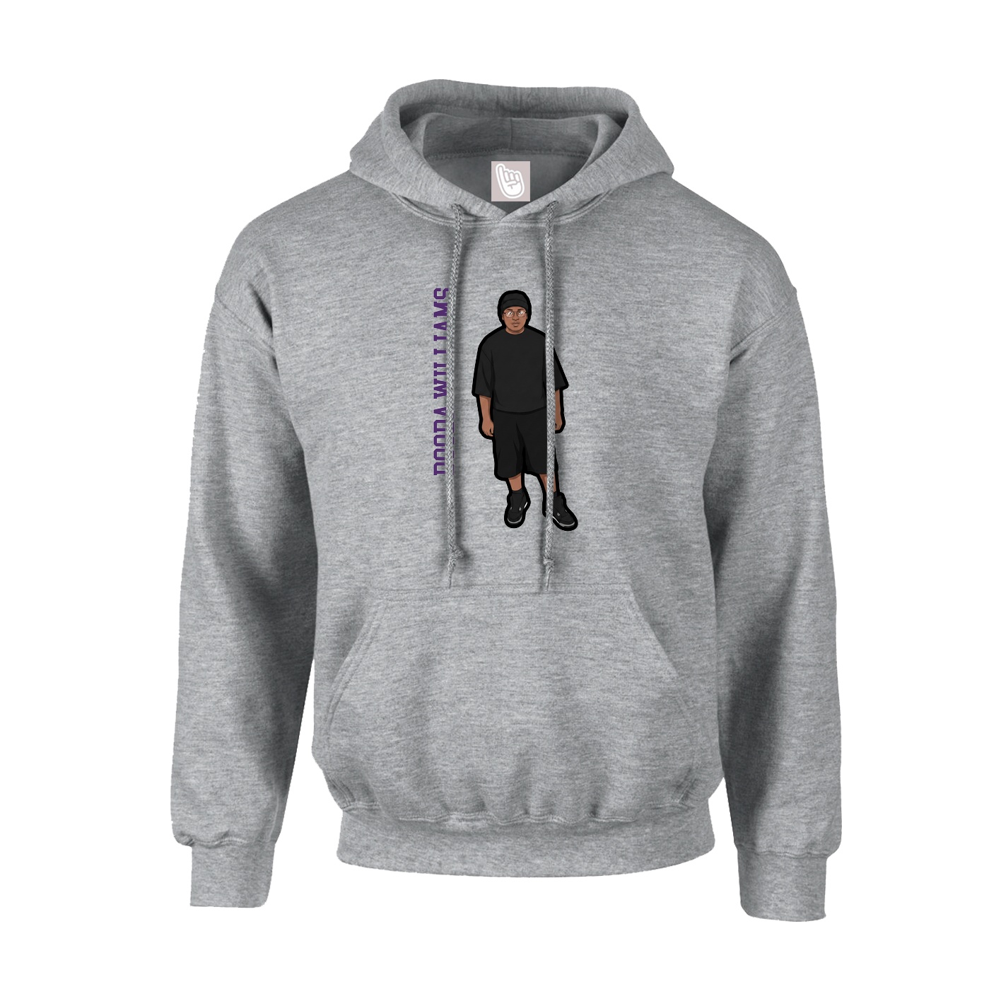 Youth Hoodie — Name Vertical in Grey