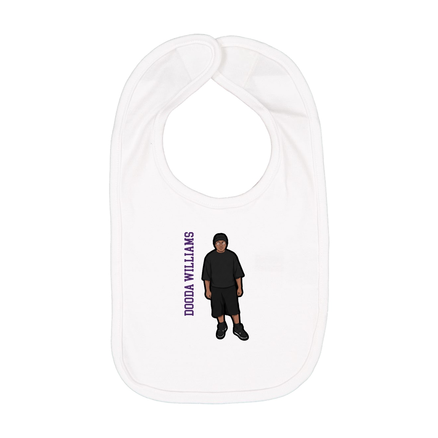 Infant Bib — Name Vertical in White