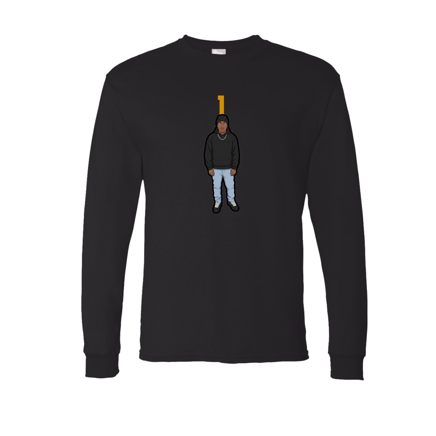 Long Sleeve Tee — Number Top in Black