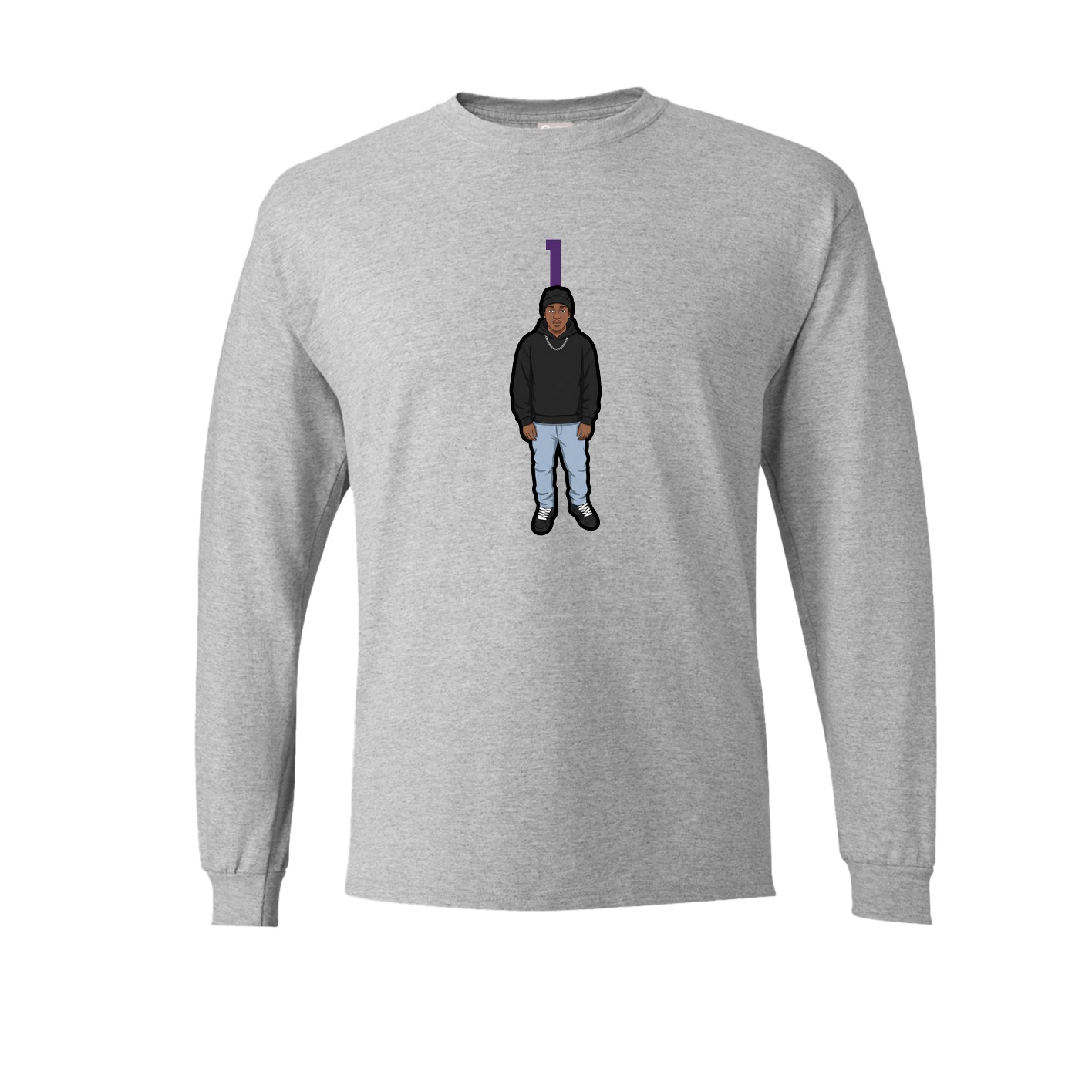 Long Sleeve Tee — Number Top in Grey