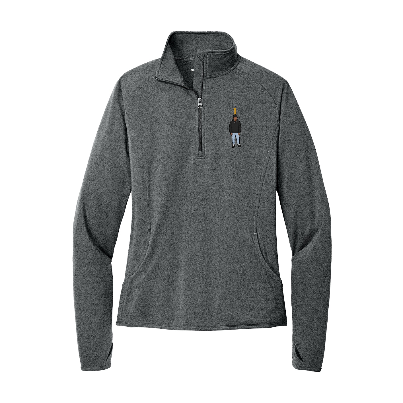 Women's Q-Zip Pullover — Number Top in Grey
