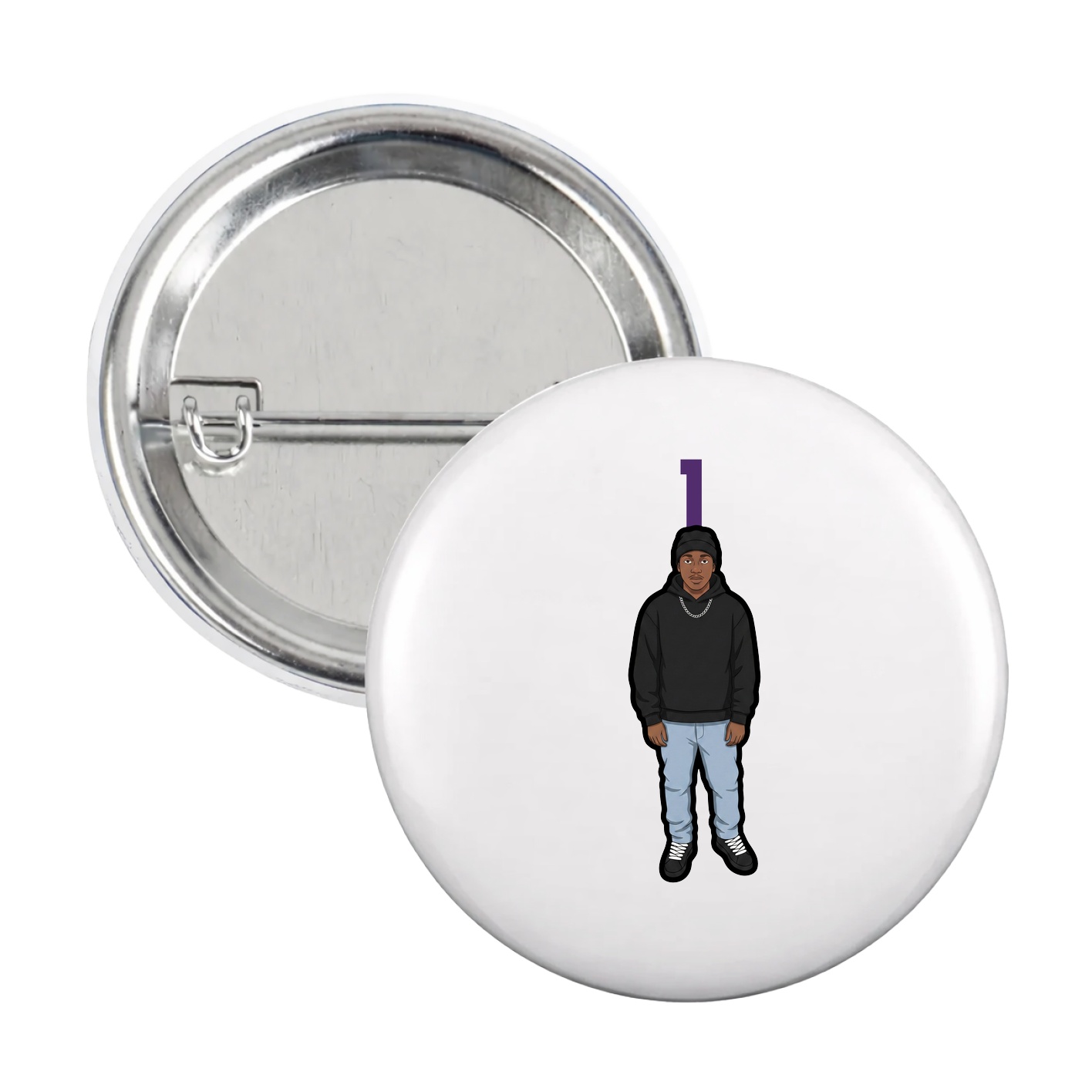 Game Day Button — Number Top in White