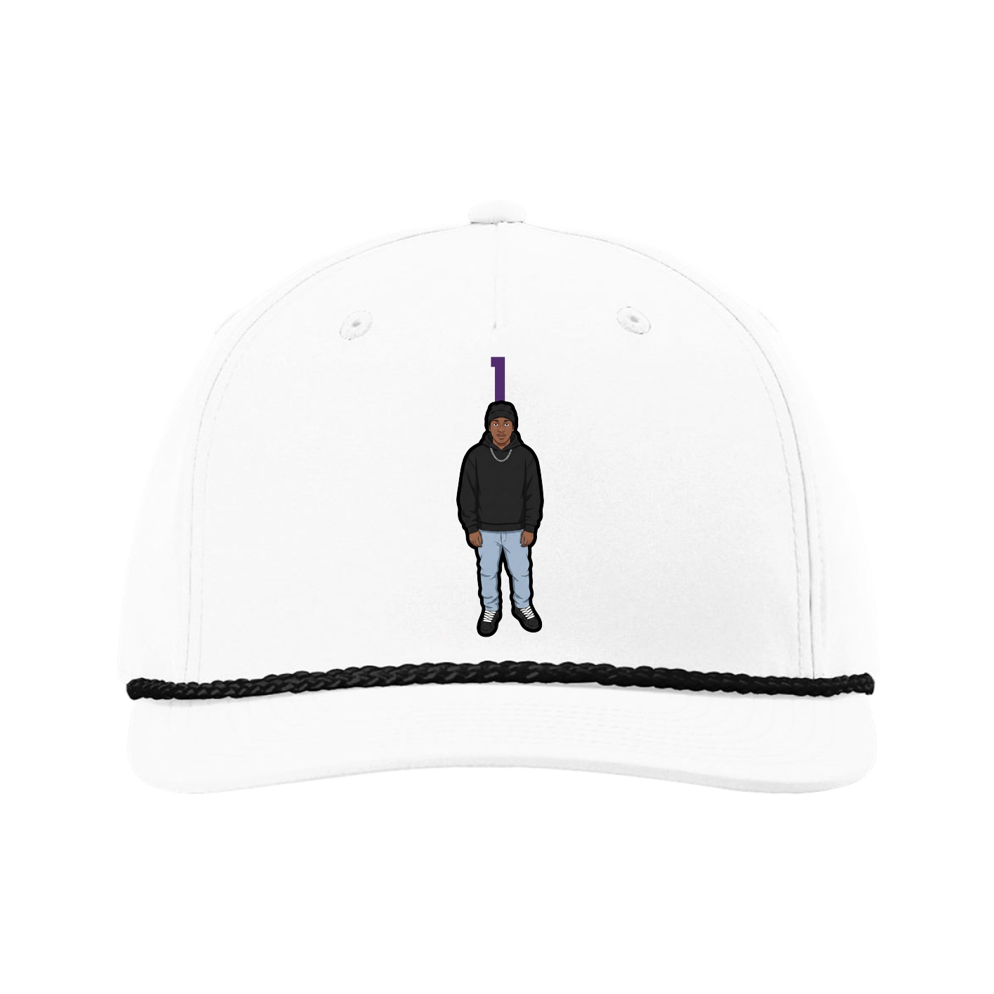 Five-Panel Classic Rope Cap — Number Top in White