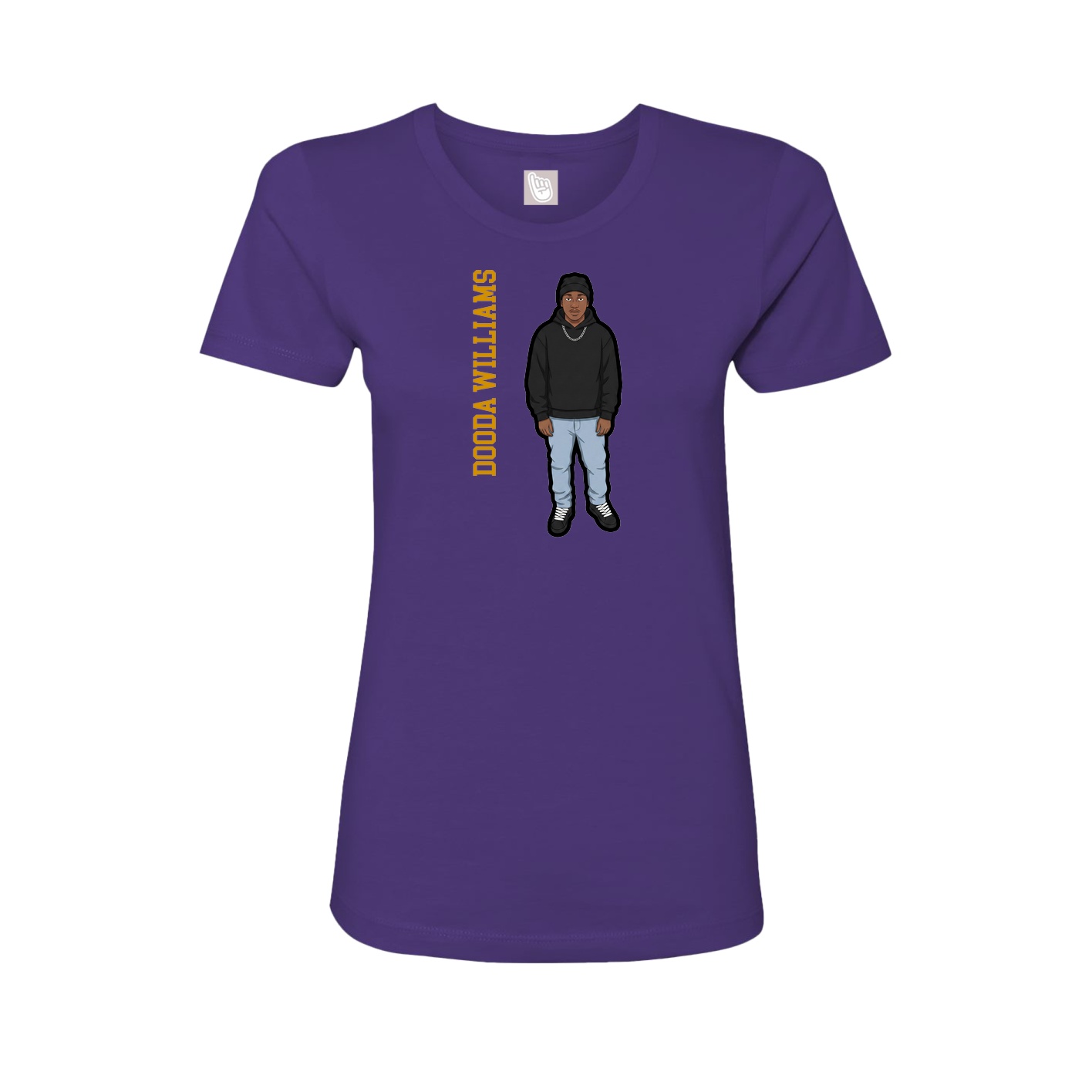 Womens Tee — Name Vertical in Purple