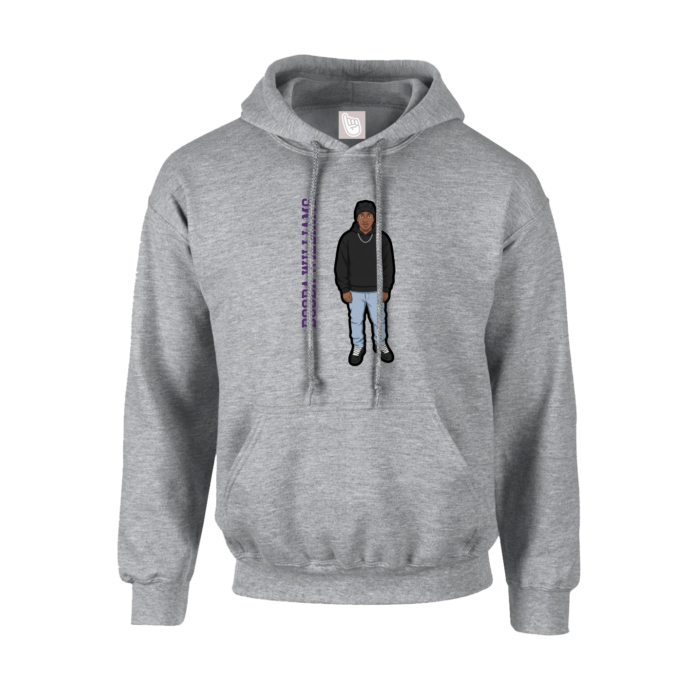 Hoodie — Name Vertical in Grey