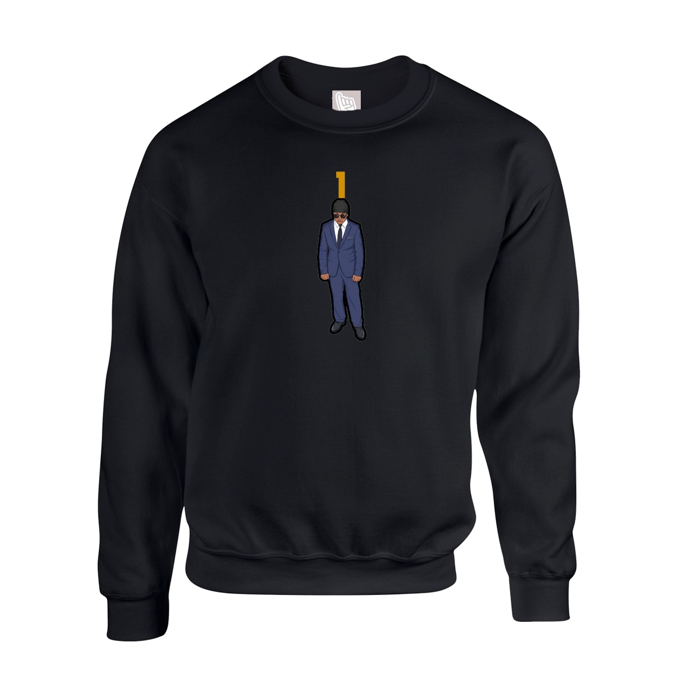 Fleece Crew — Number Top in Black