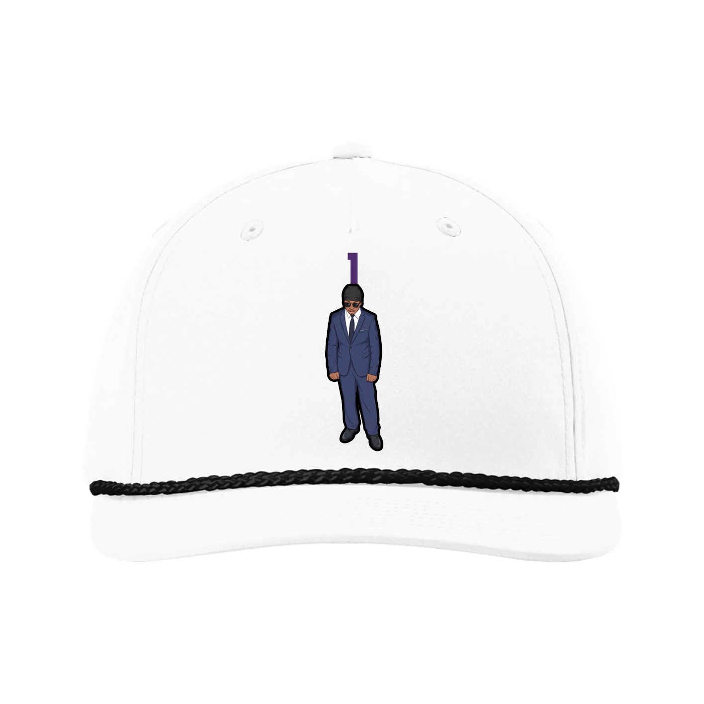 Five-Panel Classic Rope Cap — Number Top in White
