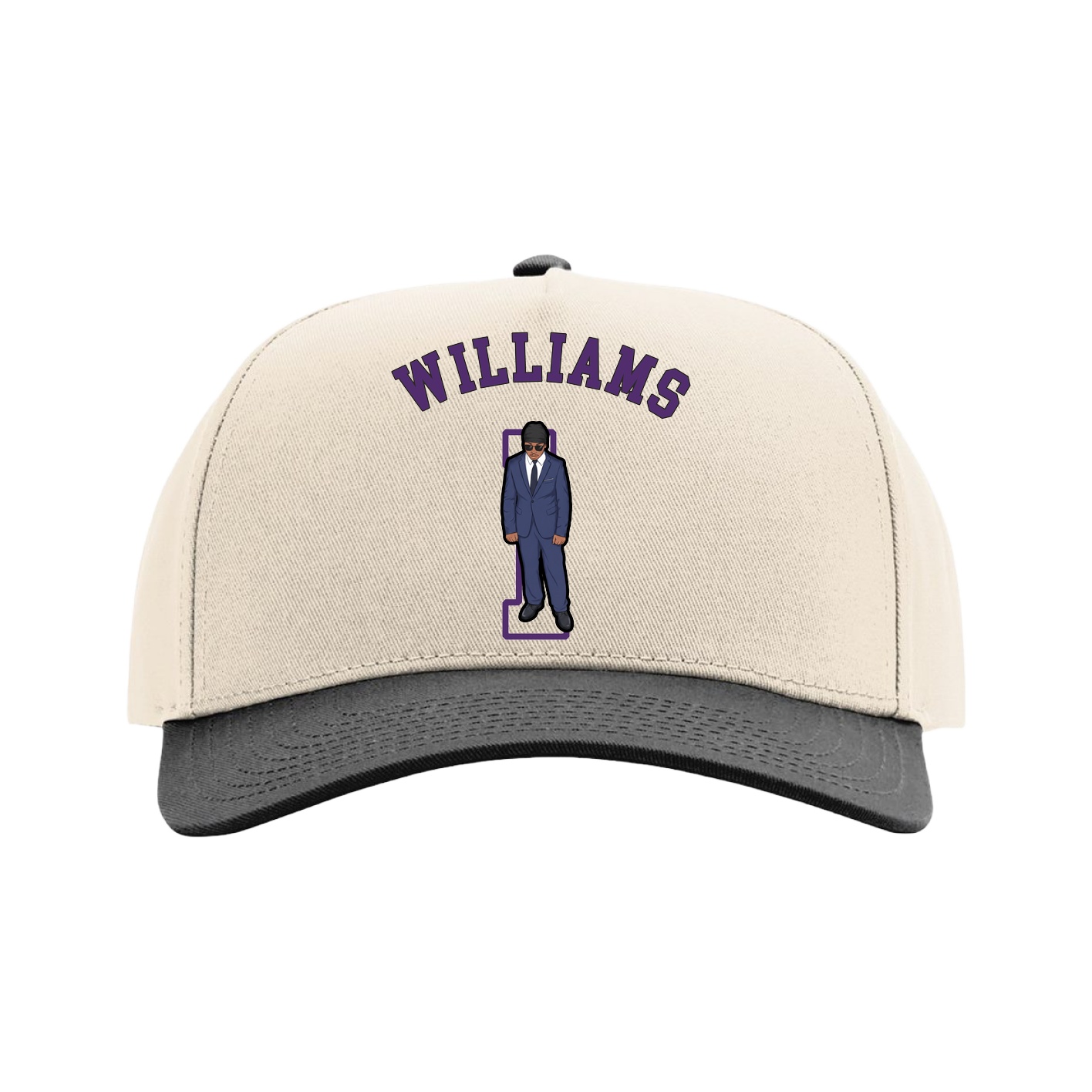 Full Fabric Five-Panel Champ Cap — Shirsey Arch in Cream/Black