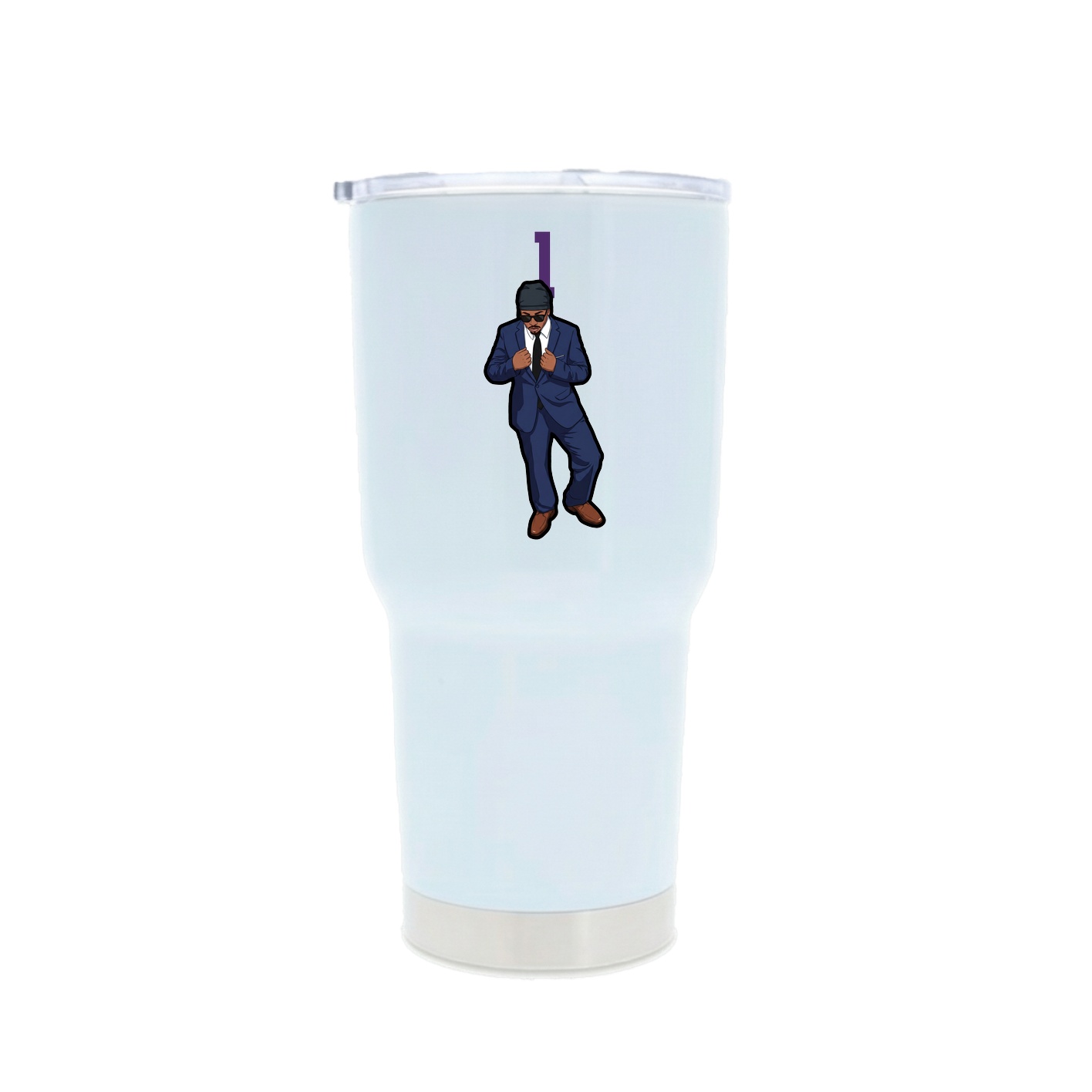 30oz Stainless Steel Tumbler — Number Top in White