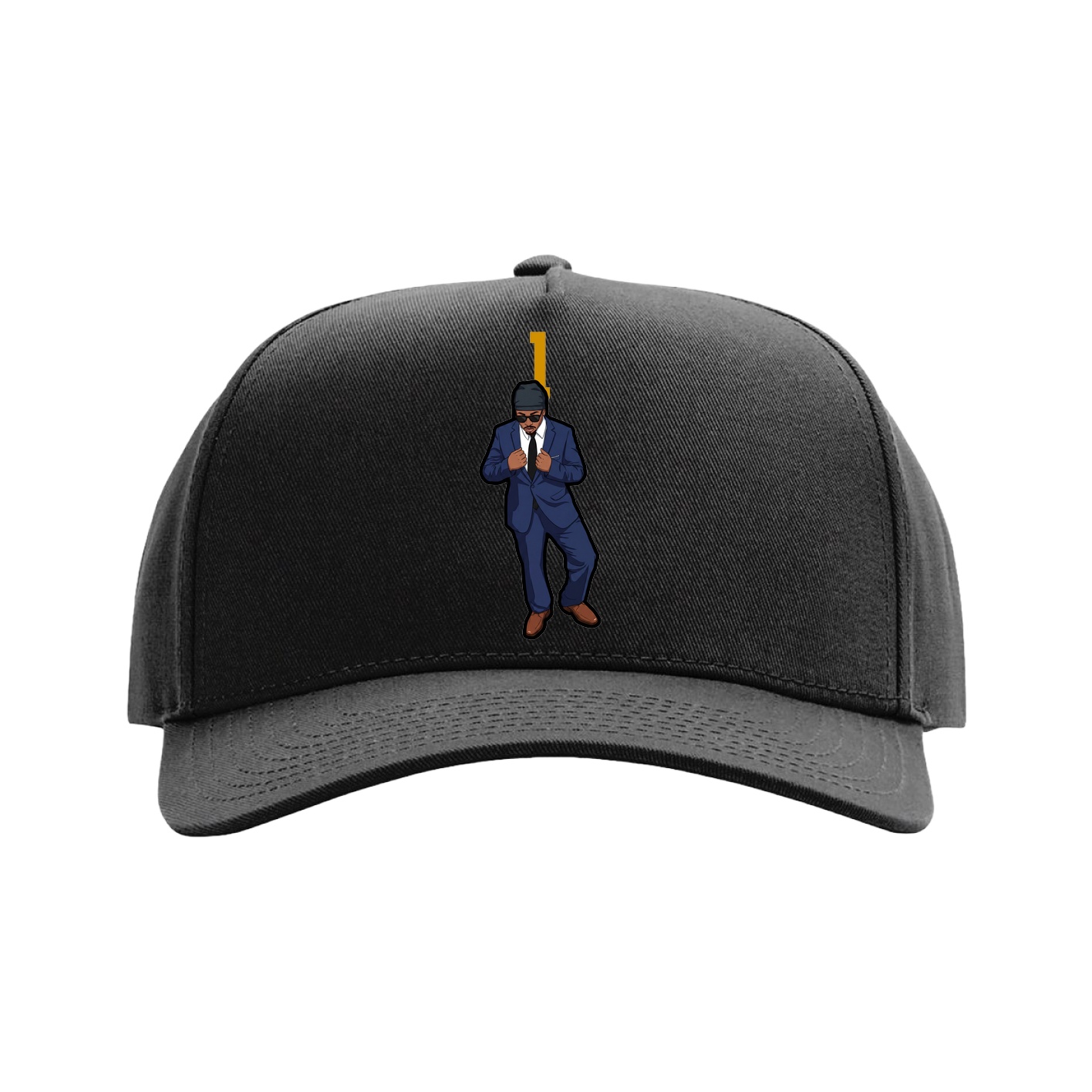 Full Fabric Five-Panel Champ Cap — Number Top in Black